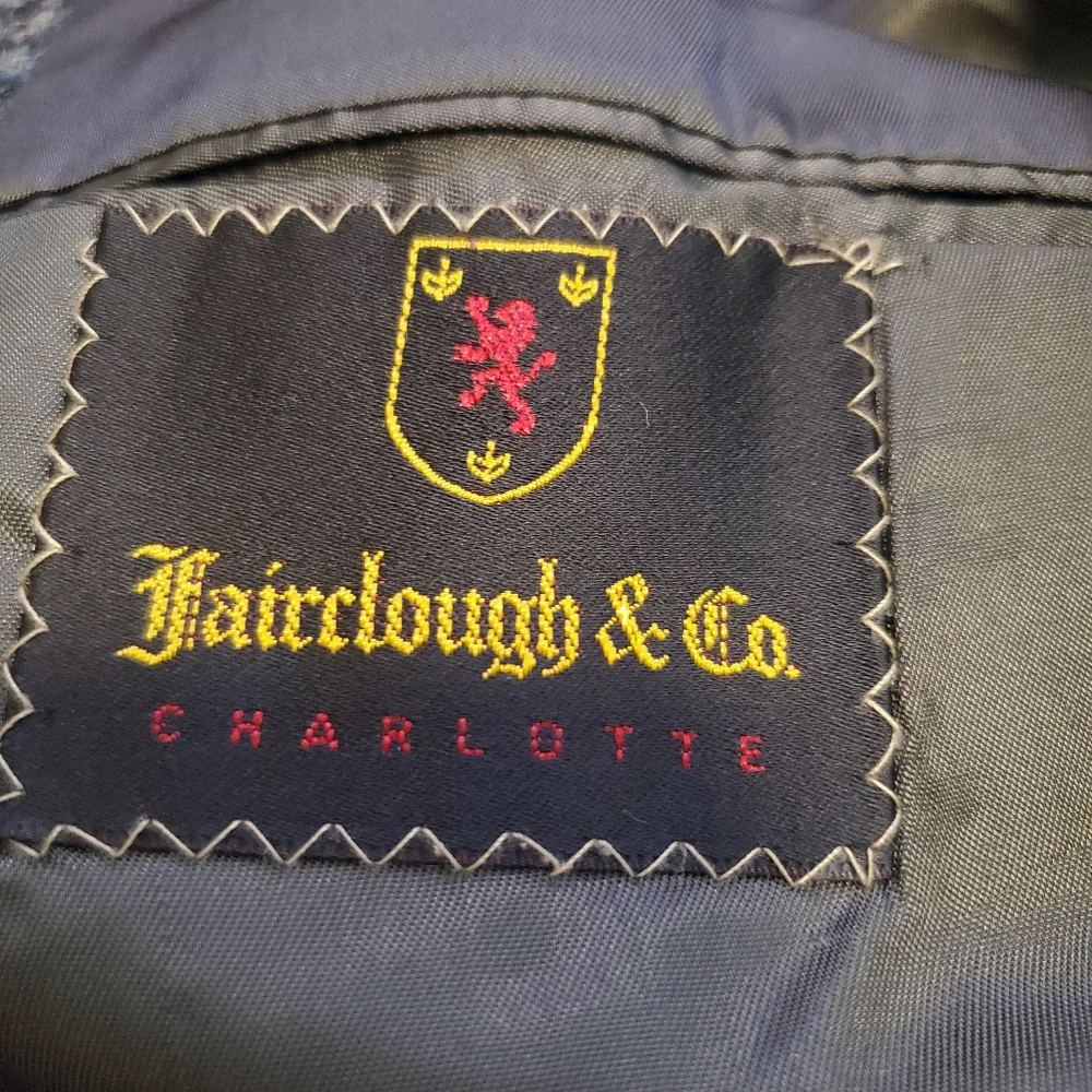 FAIRCLOUGH & CO men's 100% wool blazer, gray with hints of green/blue/maroon